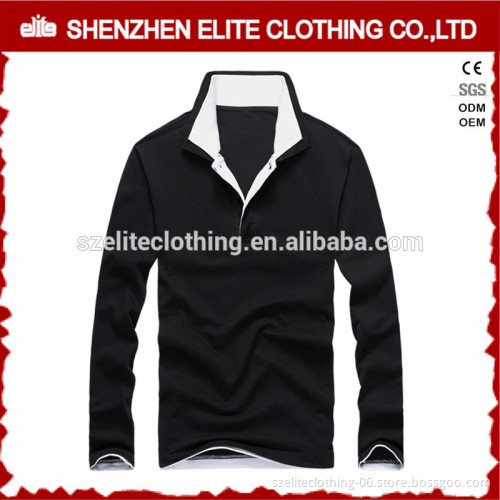 Wholesale Plain Black Long Sleeves Polo t-shirt for Mens